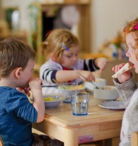 Children eating healthy meals