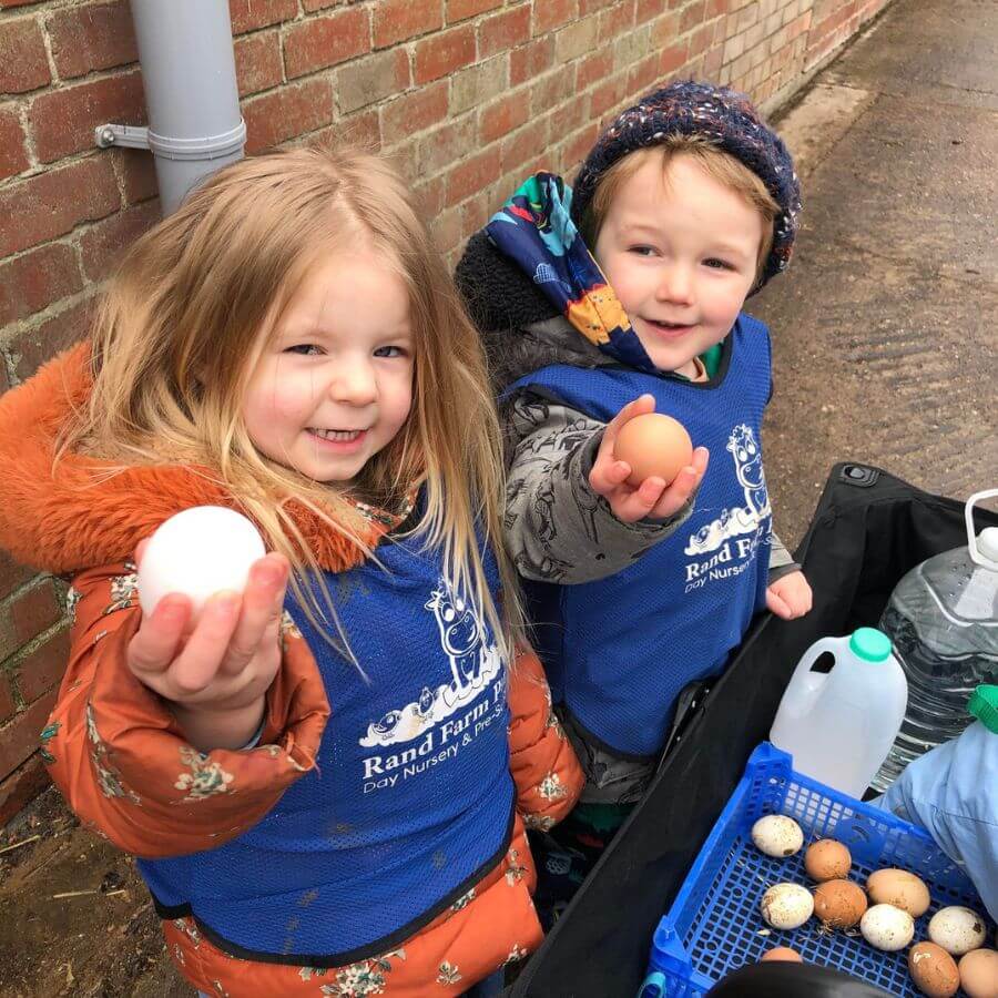 Collecting eggs at Pre-School in Lincoln